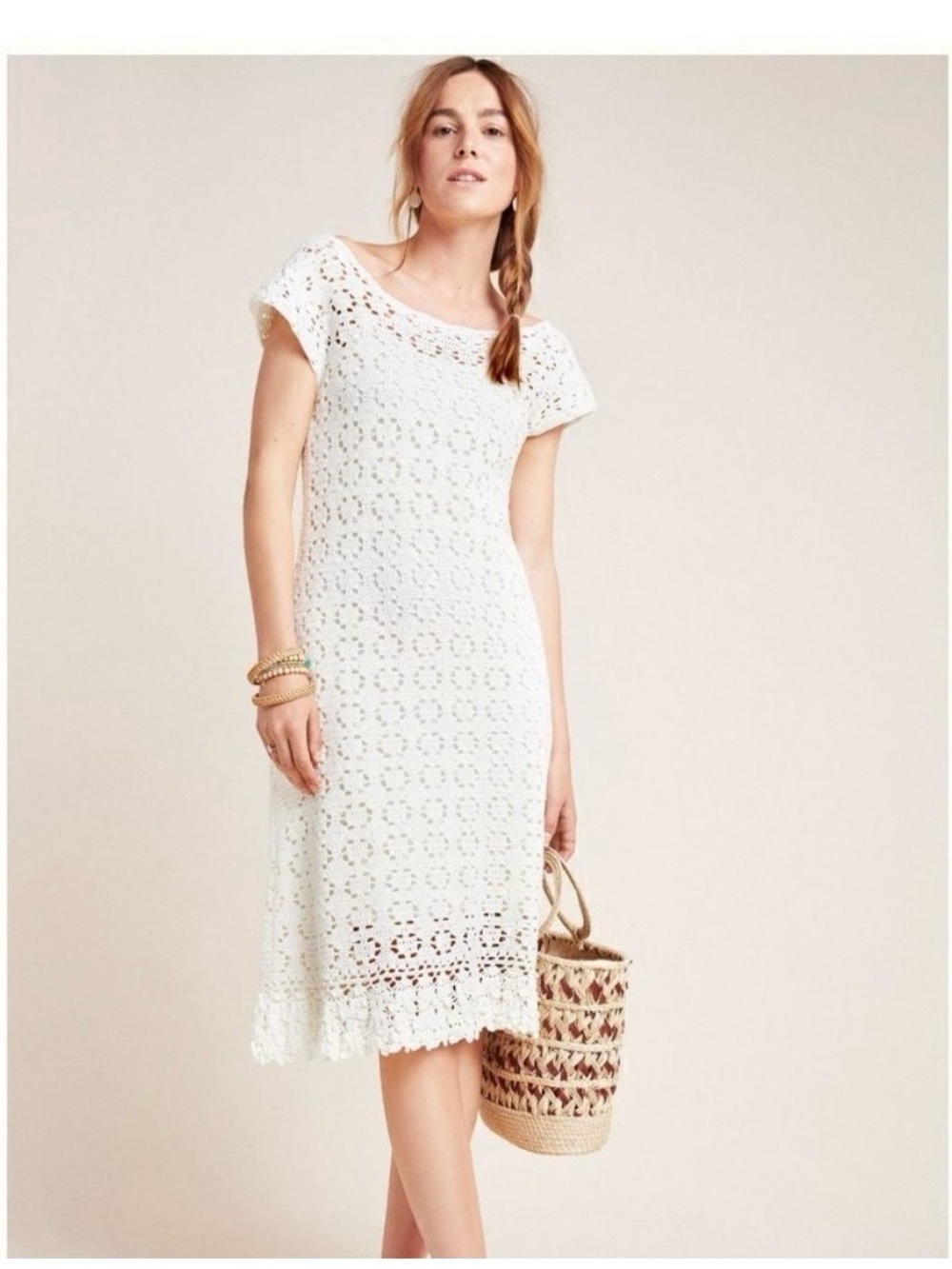 Anthropologie Brittania Crochet Midi Dress